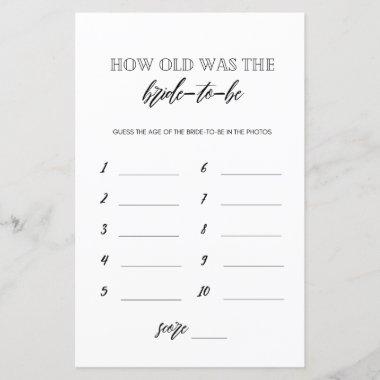 How old was the bride to be bridal shower game