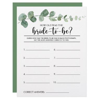 How Old Was the Bride-To-Be  Game