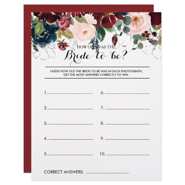 How Old Was the Bride-To-Be Bridal Shower Game