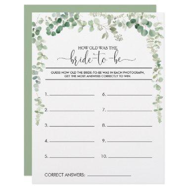 How Old Was the Bride-To-Be  Game