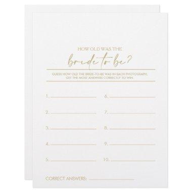 How Old Was the Bride-To-Be  Game