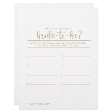 How Old Was the Bride-To-Be  Game
