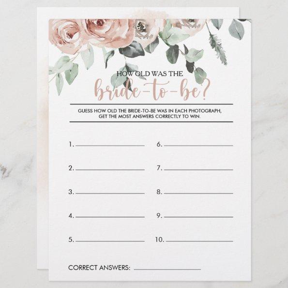 How Old Was the Bride-To-Be Bridal Shower Game