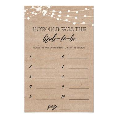 How old was the bride to be bridal shower game fly flyer