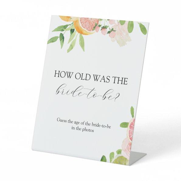 How Old was the Bride to Be Bridal Shower Game Ped Pedestal Sign
