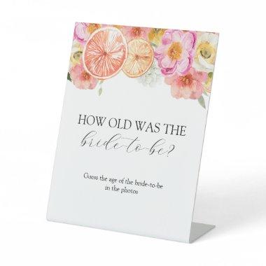 How Old was the Bride to Be Bridal Shower Game Pedestal Sign