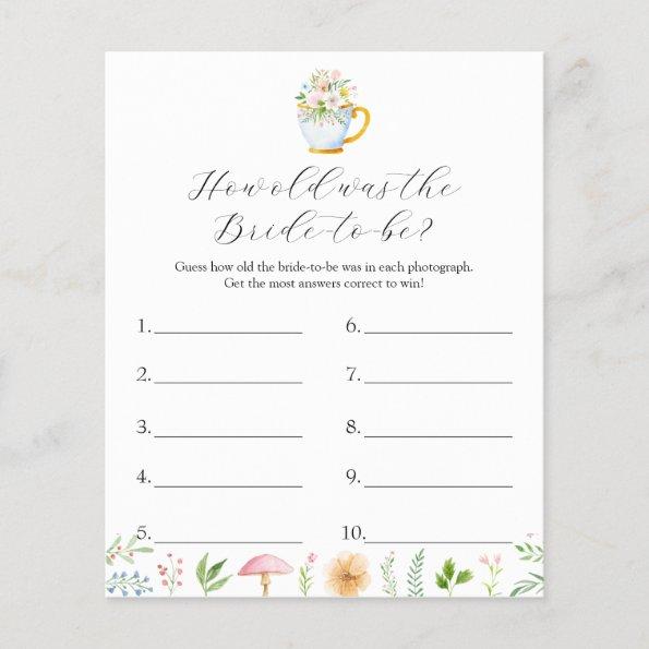 How Old Was The Bride-to-be Bridal Tea Party Game