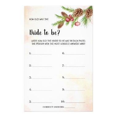 How old was the Bride Wedding Shower Game Invitations Flyer