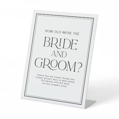 How Old Were They Minimalist Bridal Shower Game Pedestal Sign
