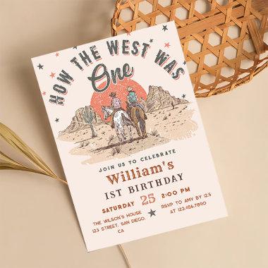 How The West was One Western Cowboy Birthday Invitations