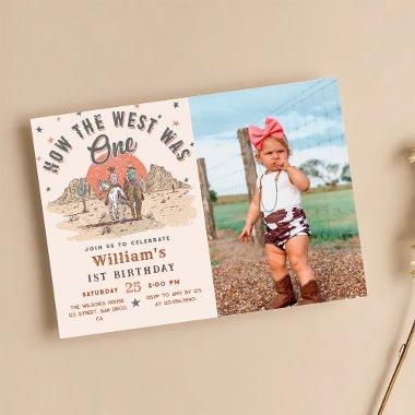 How The West was One Western Cowboy Birthday Photo Invitations