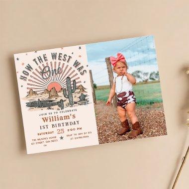 How The West was One Western Cowboy Birthday Photo Invitations