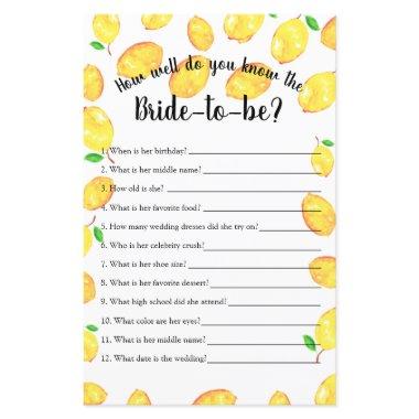 How well do you know Bridal Shower Game Lemon