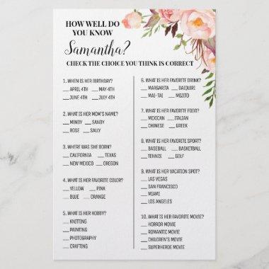 How well do you know Bride Bridal Shower Game Invitations Flyer