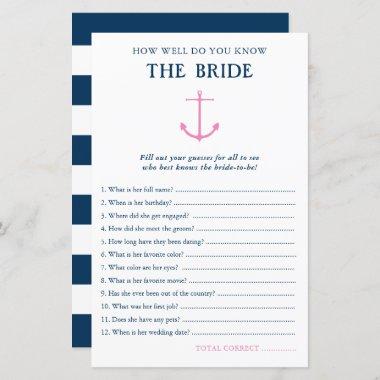 How Well Do You Know Bride Nautical Shower Game