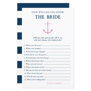 How Well Do You Know Bride Nautical Shower Game