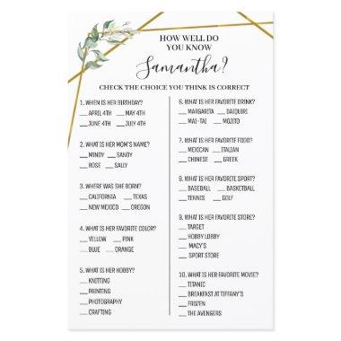 How well do you know bride options shower game