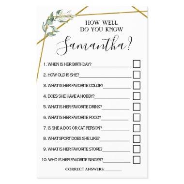 How well do you know bride to be shower game  flyer
