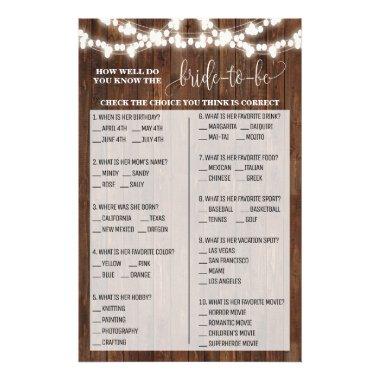 How well do you know Bride Western Shower Game Flyer