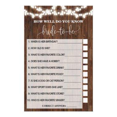 How Well Do You Know Her Western Shower Game Invitations Flyer