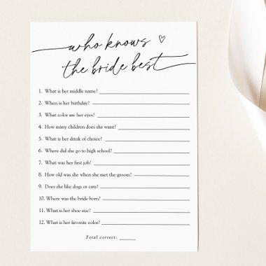 How Well Do You Know the Bride Bridal Game Invitations