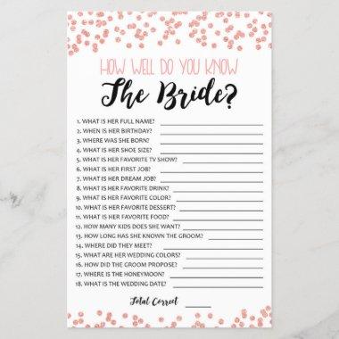 How well do you know the Bride Bridal Shower game
