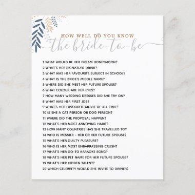 How Well Do you Know The Bride Bridal Shower Game