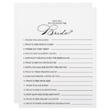 How Well Do You Know the Bride Bridal Shower Game