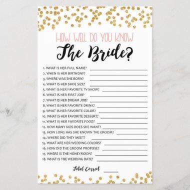 How well do you know the Bride Bridal Shower game