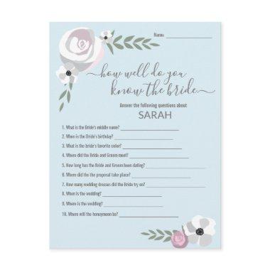 How well do you know the bride Bridal Shower Game Announcement PostInvitations