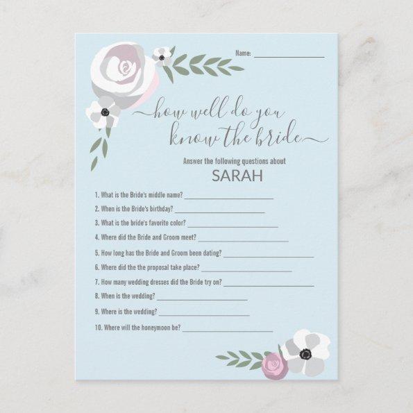 How well do you know the bride Bridal Shower Game Announcement PostInvitations