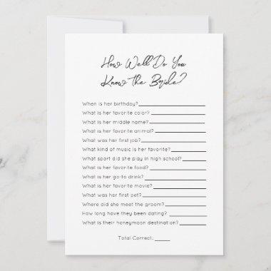 How Well Do You Know The Bride- Bridal Shower Game Holiday Invitations