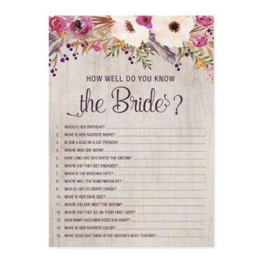 How Well Do You Know the Bride Bridal Shower Game Invitations