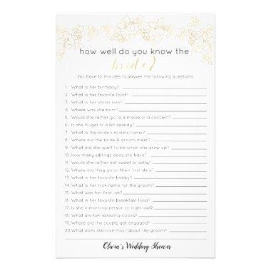 How Well Do You Know the Bride Game, Bridal Shower Flyer