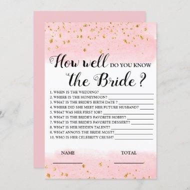 How well do you know the Bride Pink Bridal Game Invitations