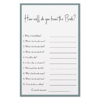 How well do you know the Bride? Shower Game Flyer