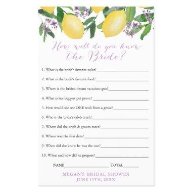 How Well Do You Know The Bride Shower Quiz Game Flyer