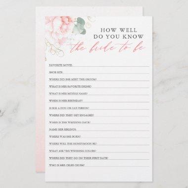 How Well Do You Know The Bride To Be Bridal Shower