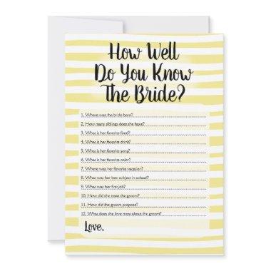 How Well Do You Know The Bride Yellow White Stripe Invitations