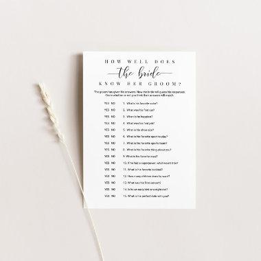 How Well Does the Bride Know Her Groom Game Invitations