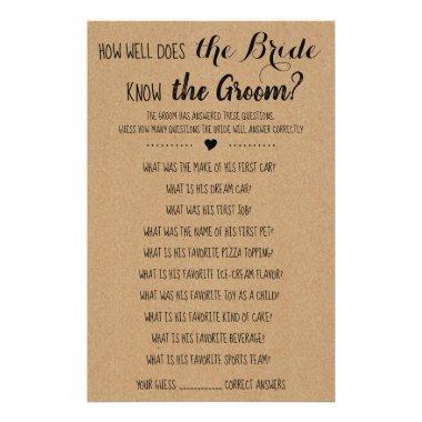 How Well Does The Bride Know The Groom Game Invitations Flyer