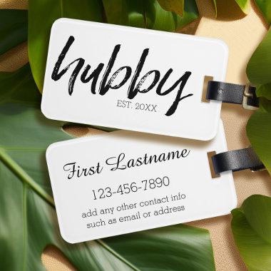 Hubby - Whimsical Black Calligraphy for the Groom Luggage Tag