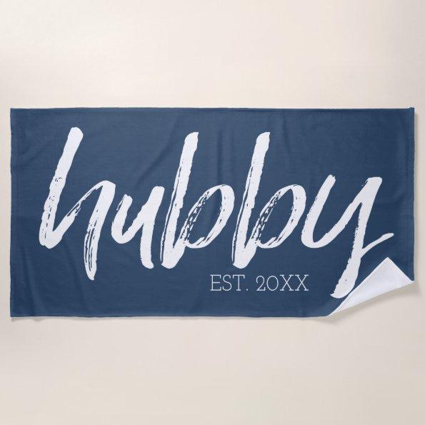 hubby - Whimsical Calligraphy for the Groom Beach Towel