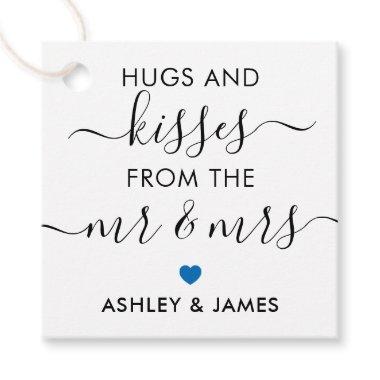 Hugs and Kisses from the Mr and Mrs Tag, Blue Favor Tags