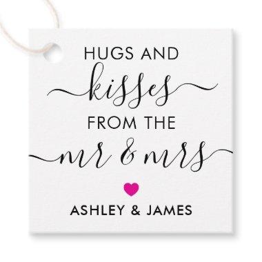 Hugs and Kisses from the Mr and Mrs Tag, Fuchsia Favor Tags