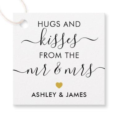 Hugs and Kisses from the Mr and Mrs Tag, Gold Favor Tags