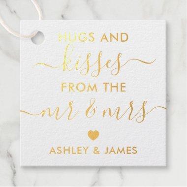 Hugs and Kisses from the Mr and Mrs Tag, Gold Foil Foil Favor Tags