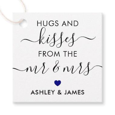 Hugs and Kisses from the Mr and Mrs Tag, Navy Blue Favor Tags