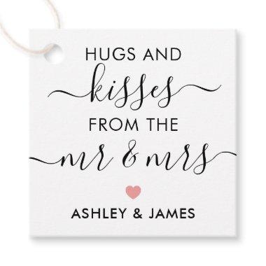 Hugs and Kisses from the Mr and Mrs Tag, Pink Favor Tags