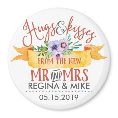 Hugs and Kisses From The New Mr and Mrs Floral Magnet